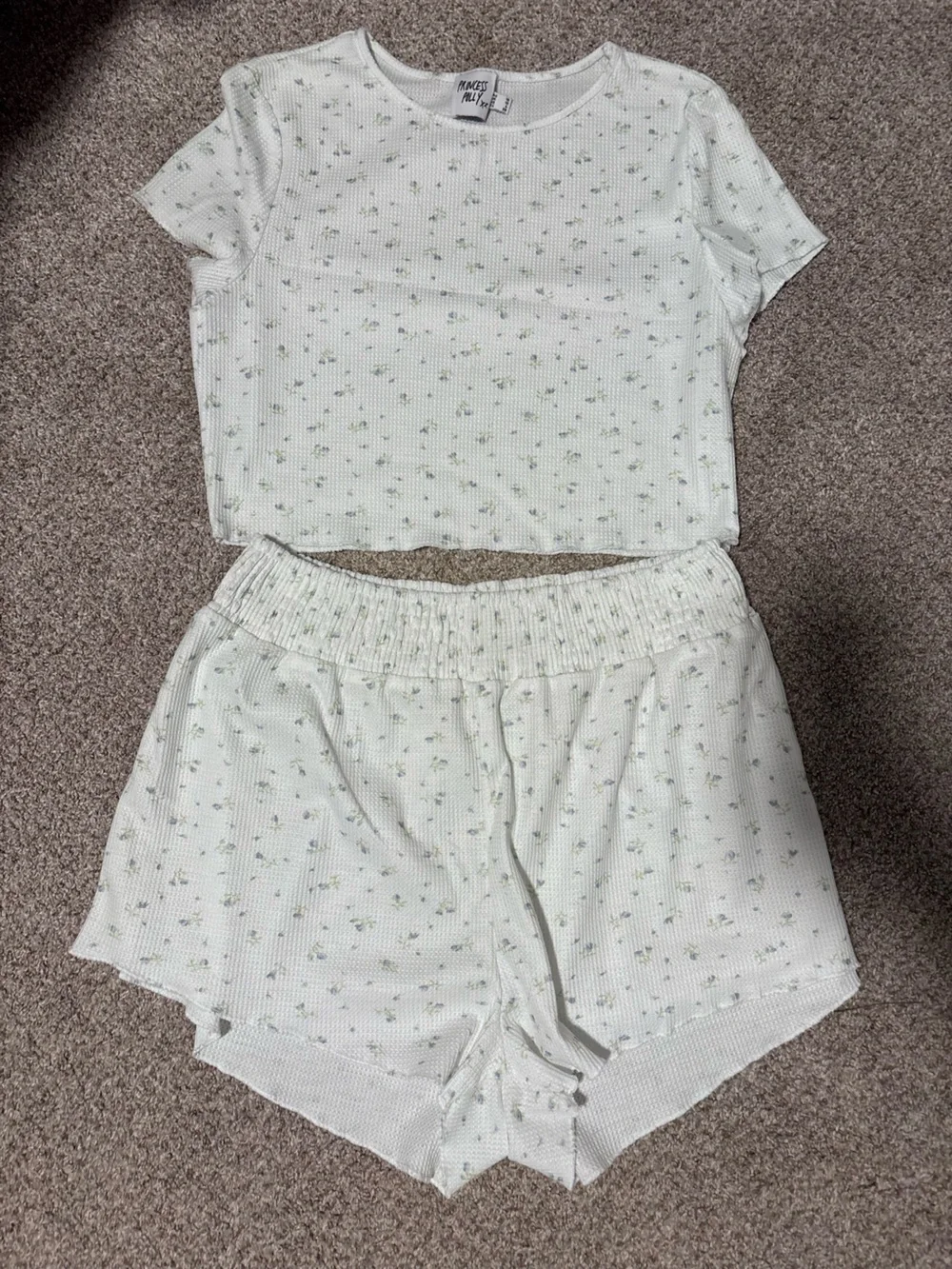Princess Polly White Floral Pajama Set Medium
